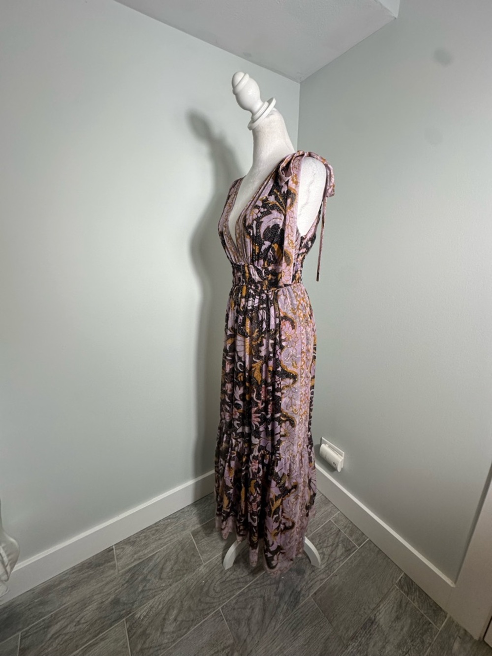 ULLA JOHNSON Annalise Silk  Maxi Dress Size 0 - Picture 7 of 16
